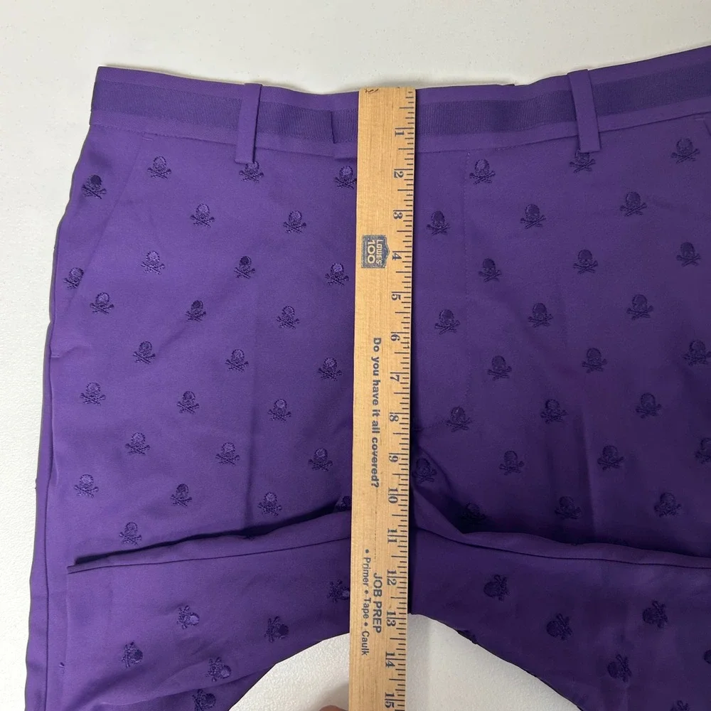 G/FORE Golf Shorts Mens 34 Purple Embroidered Skull Crossbones G4MF20B02